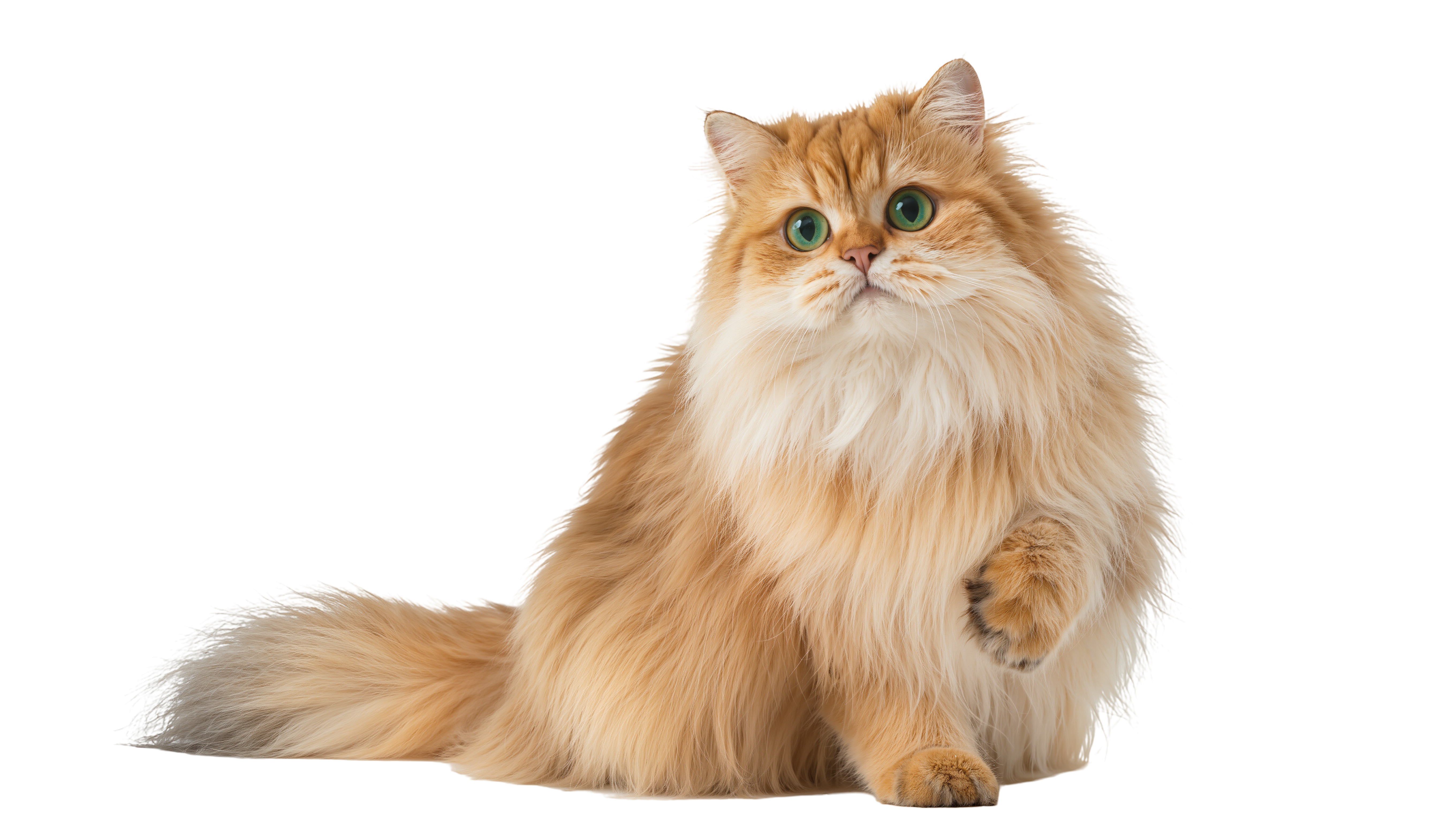 A fluffy golden and cream long-haired cat